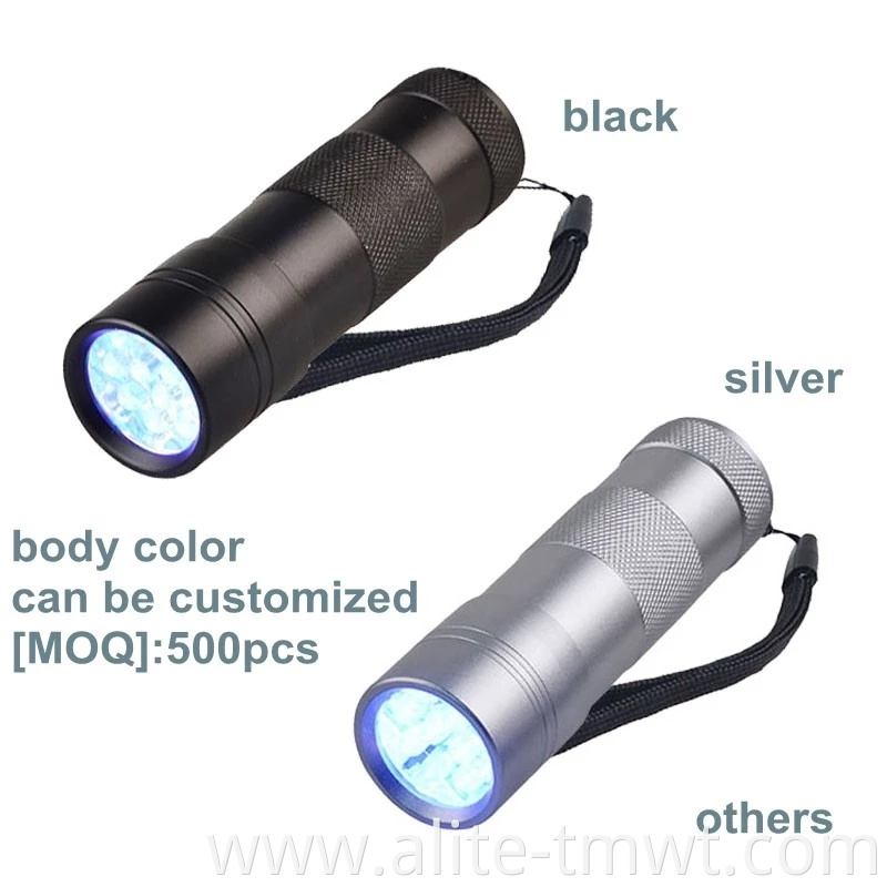 Portable Mini Hot Selling 12 UV LED Emergency Outdoor Camping Flashlight for Pet Urine Detector and Invisible Ink Check